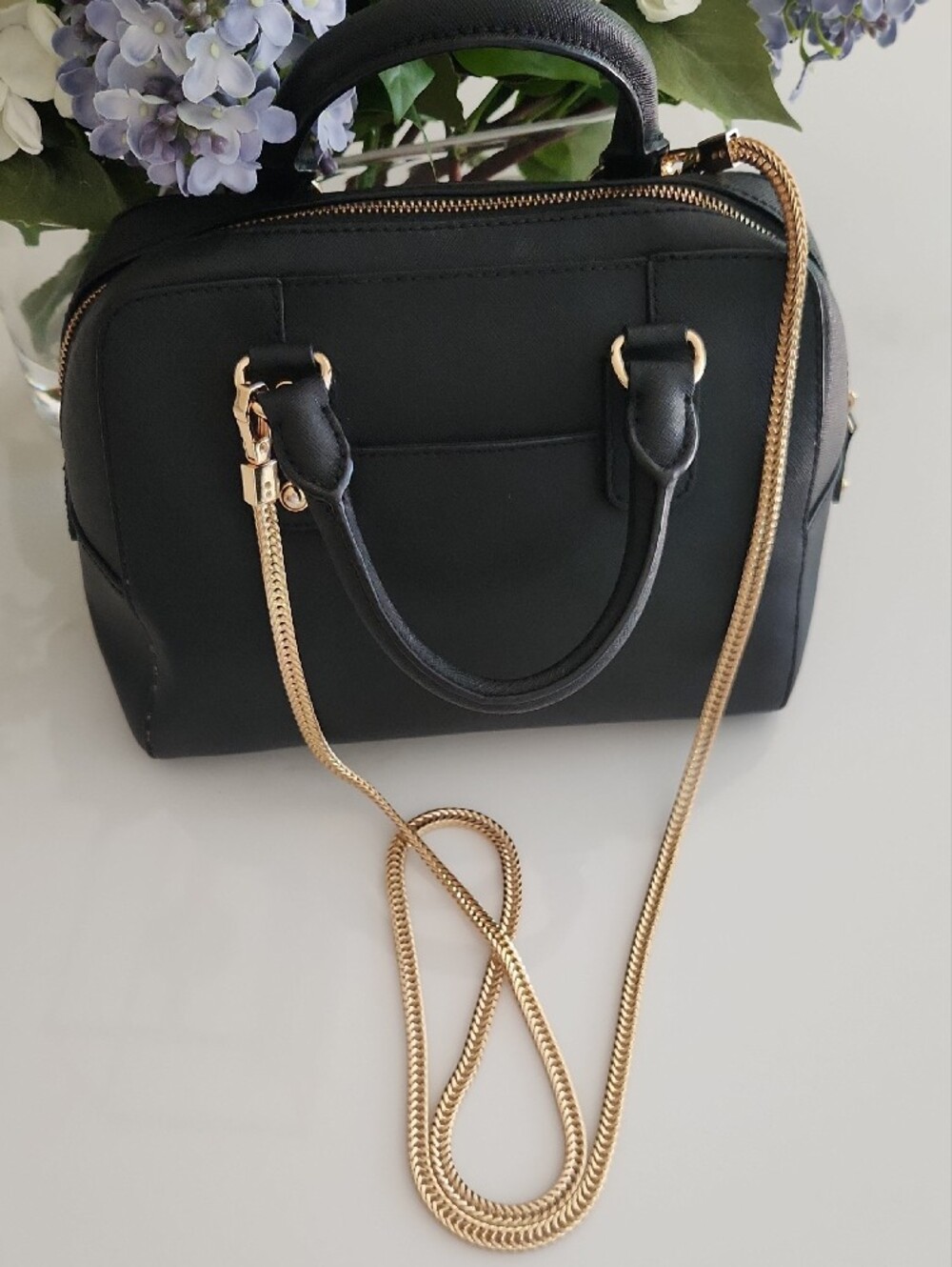 Michael Kors Black Satchel with Gold Hardware and Chain Strap - Picture 5 of 15